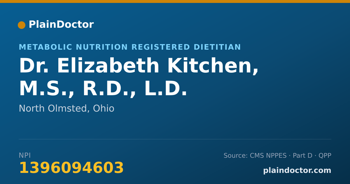 Shareable card for Elizabeth Kitchen, M.S., R.D., L.D. - Metabolic Nutrition Registered Dietitian, North Olmsted, OH