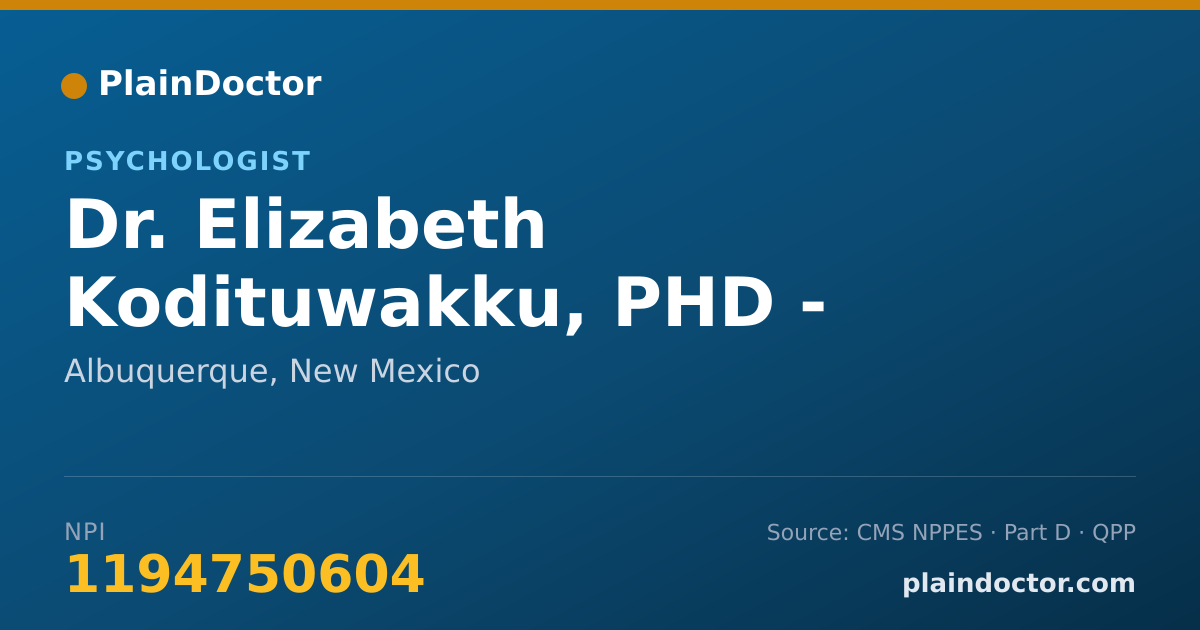Shareable card for Elizabeth Kodituwakku, PHD - PSYCHOLOGIST - Psychologist, Albuquerque, NM