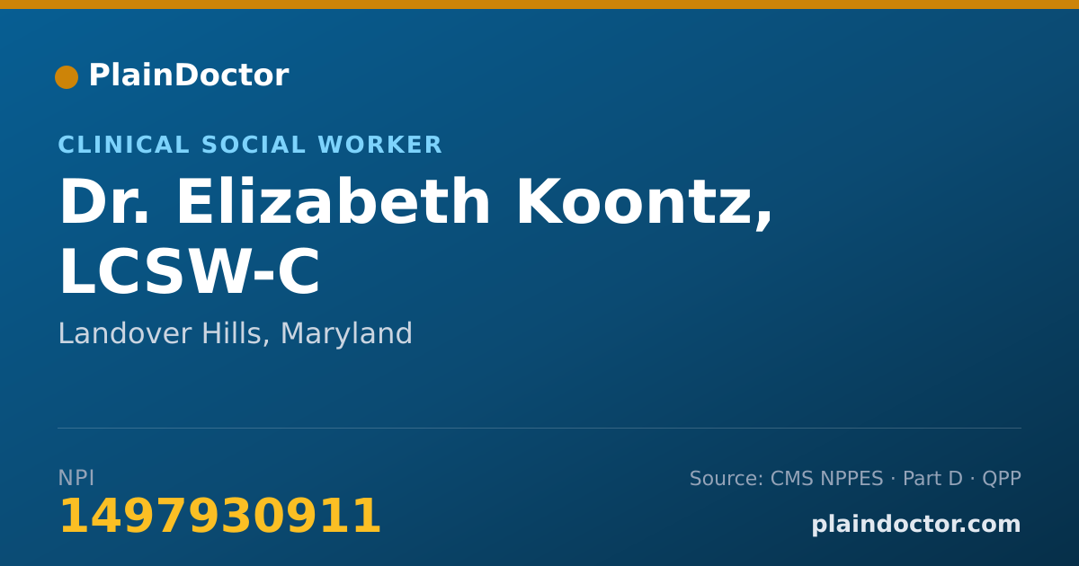Shareable card for Elizabeth Koontz, LCSW-C - Clinical Social Worker, Landover Hills, MD