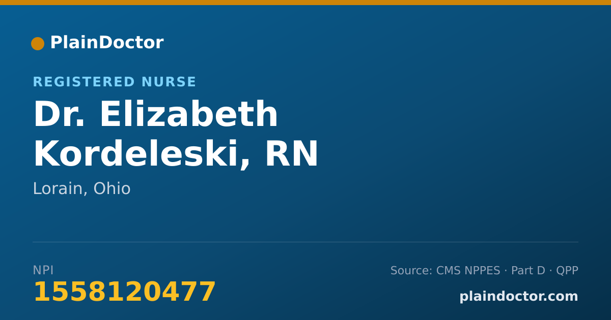 Shareable card for Elizabeth Kordeleski, RN - Registered Nurse, Lorain, OH