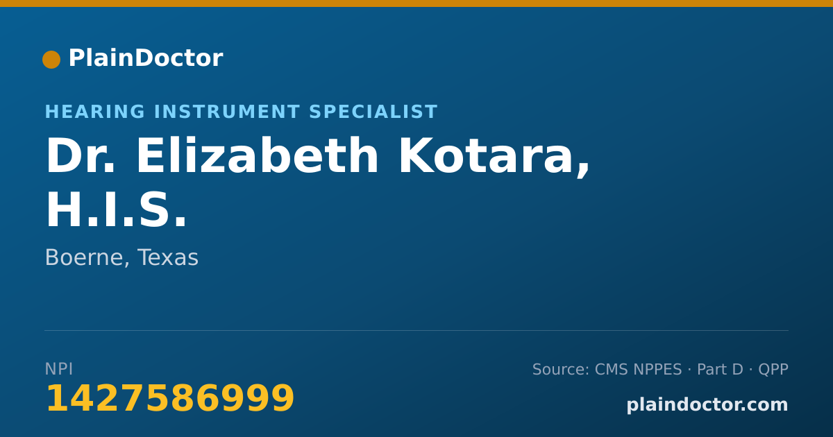 Shareable card for Elizabeth Kotara, H.I.S. - Hearing Instrument Specialist, Boerne, TX