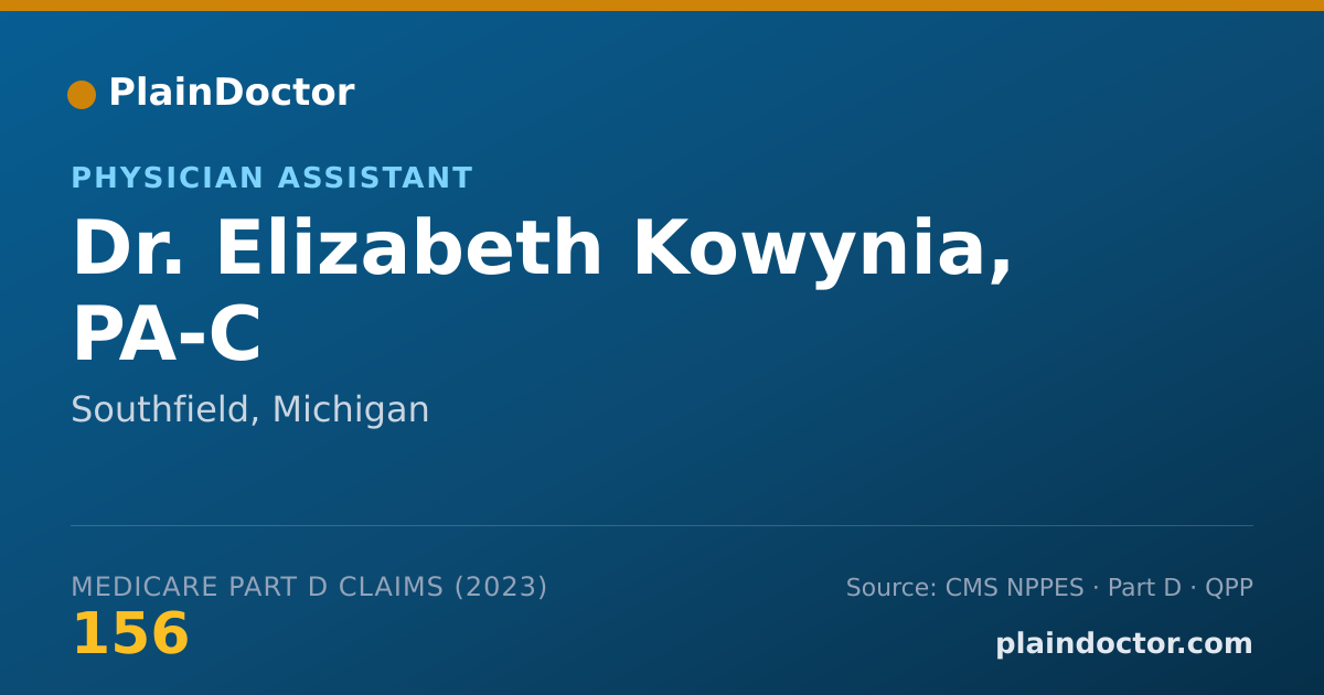 Shareable card for Elizabeth Kowynia, PA-C - Physician Assistant, Southfield, MI