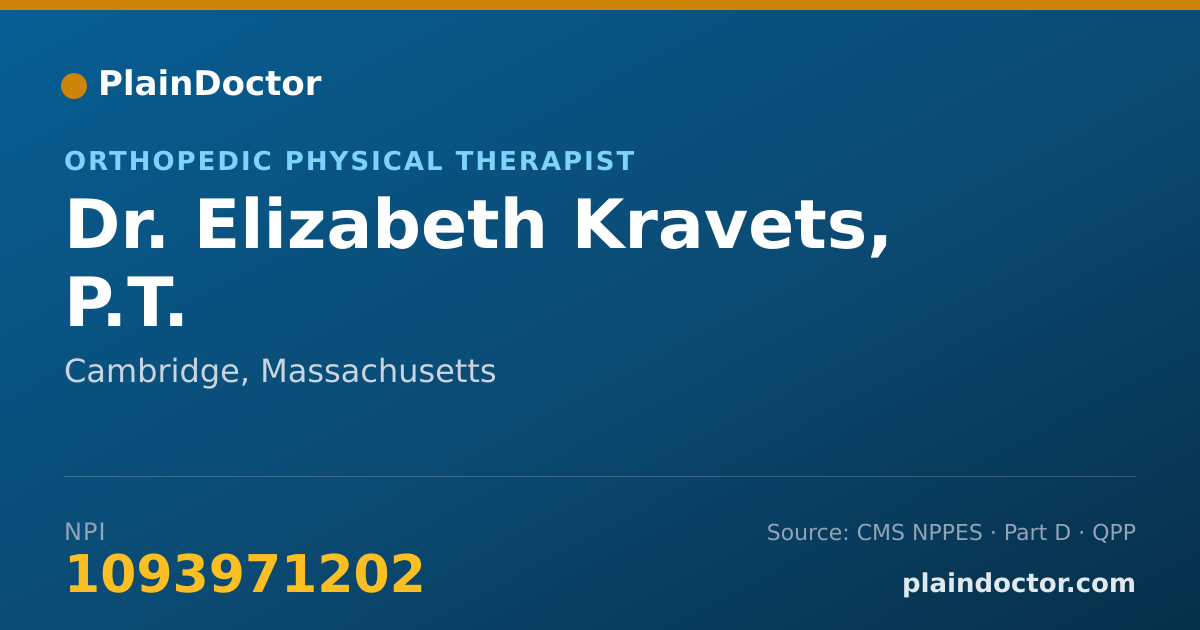 Shareable card for Elizabeth Kravets, P.T. - Orthopedic Physical Therapist, Cambridge, MA