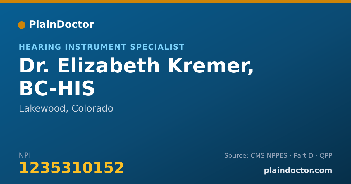 Shareable card for Elizabeth Kremer, BC-HIS - Hearing Instrument Specialist, Lakewood, CO