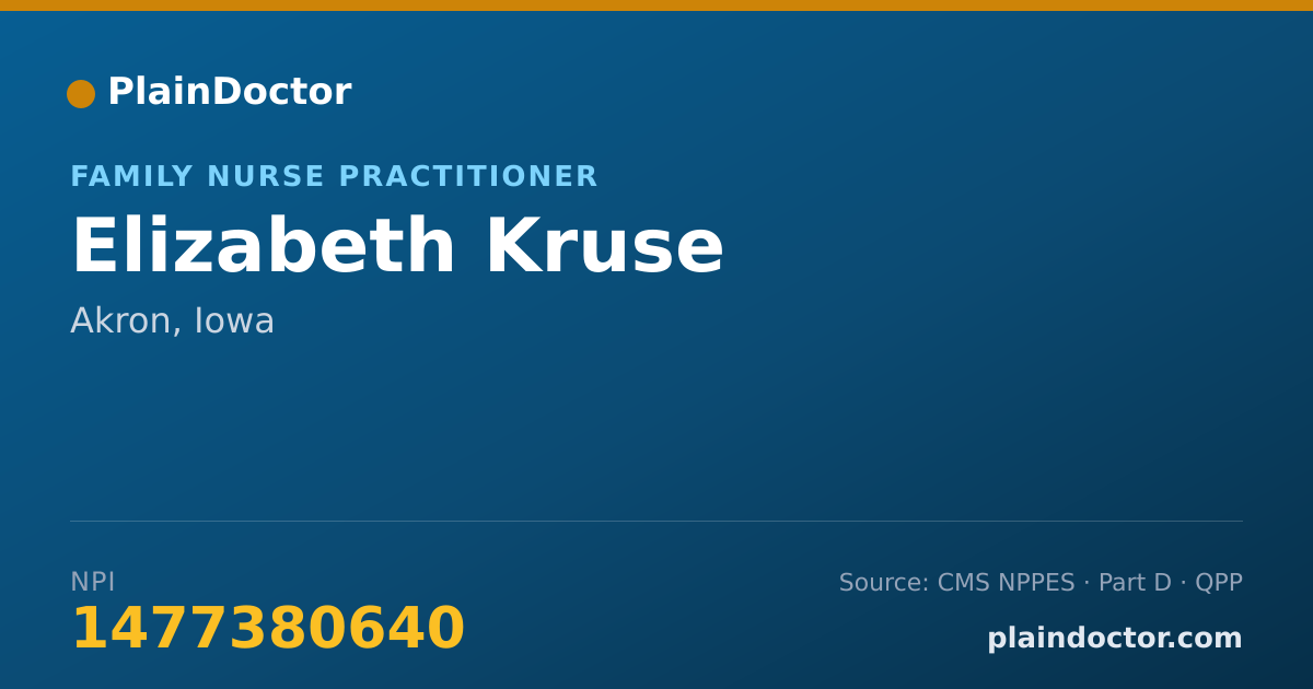 Shareable card for Elizabeth Kruse - Family Nurse Practitioner, Akron, IA