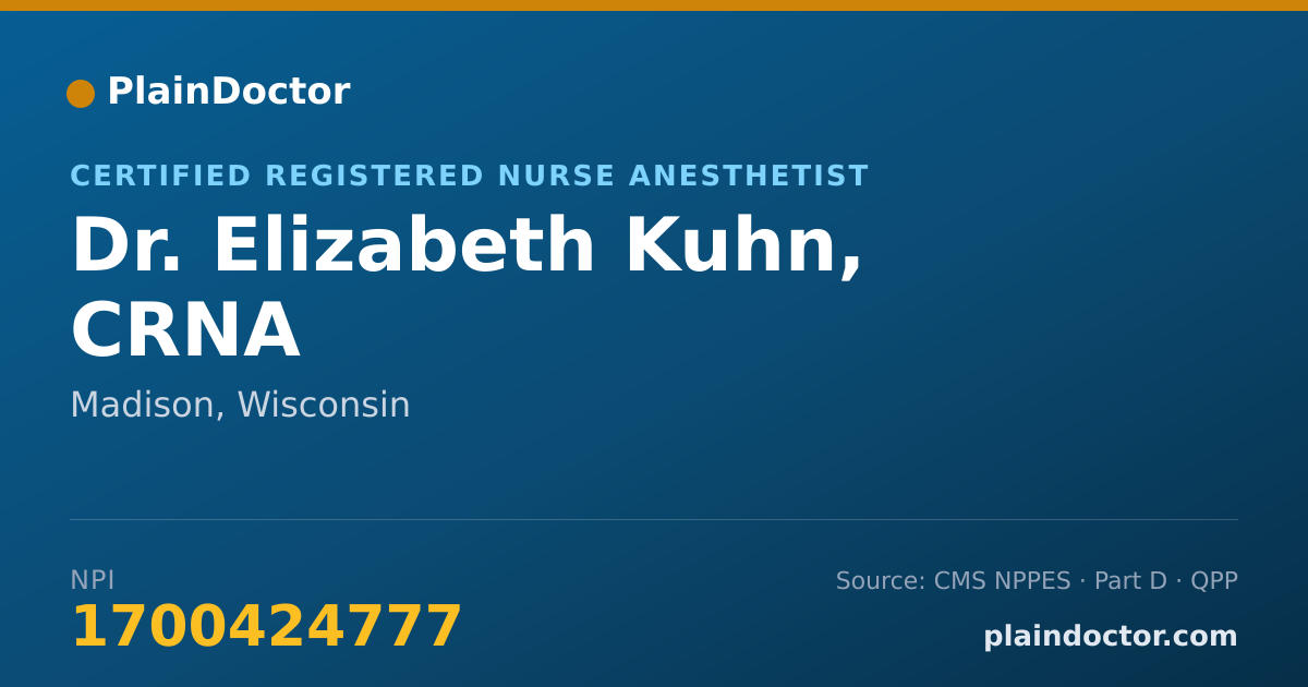 Shareable card for Elizabeth Kuhn, CRNA - Certified Registered Nurse Anesthetist, Madison, WI