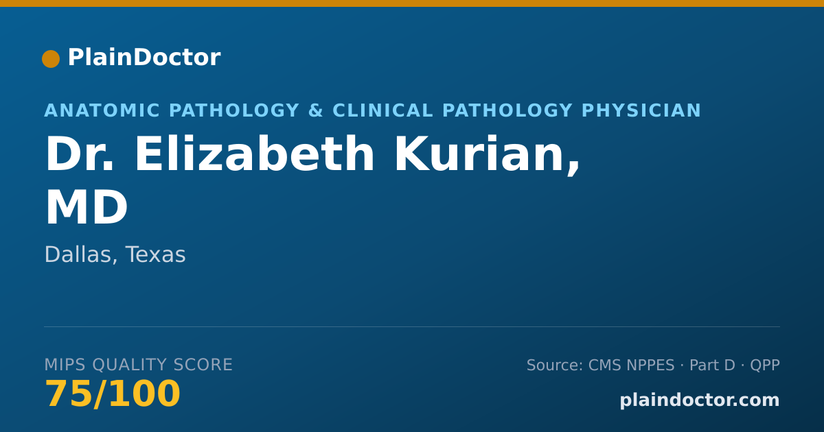 Shareable card for Elizabeth Kurian, MD - Anatomic Pathology & Clinical Pathology Physician, Dallas, TX