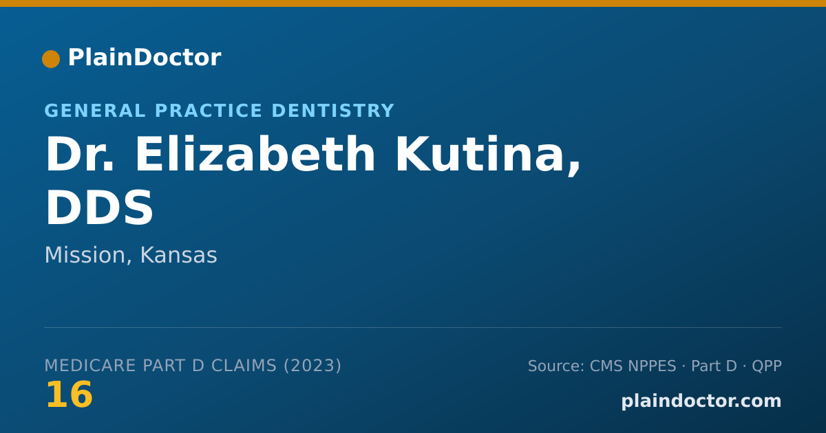 Shareable card for Elizabeth Kutina, DDS - General Practice Dentistry, Mission, KS