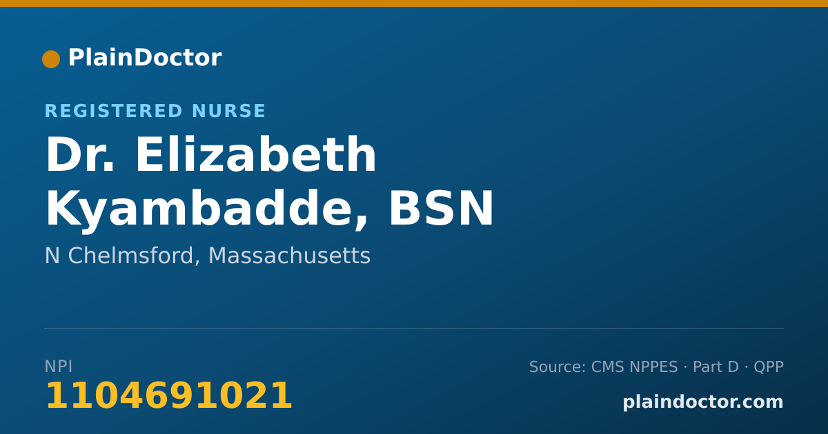 Shareable card for Elizabeth Kyambadde, BSN - Registered Nurse, N Chelmsford, MA