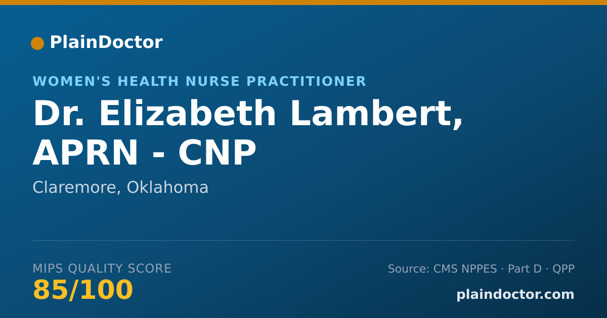 Shareable card for Elizabeth Lambert, APRN - CNP - Women's Health Nurse Practitioner, Claremore, OK
