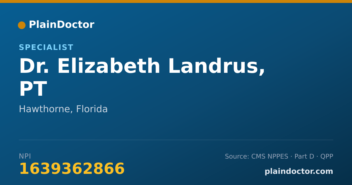 Shareable card for Elizabeth Landrus, PT - Specialist, Hawthorne, FL