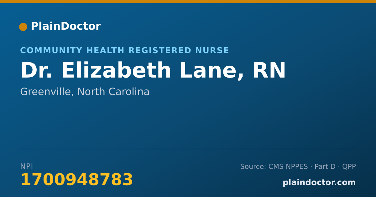Shareable card for Elizabeth Lane, RN - Community Health Registered Nurse, Greenville, NC
