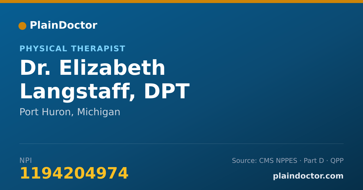 Shareable card for Elizabeth Langstaff, DPT - Physical Therapist, Port Huron, MI