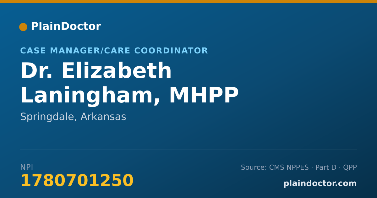 Shareable card for Elizabeth Laningham, MHPP - Case Manager/Care Coordinator, Springdale, AR