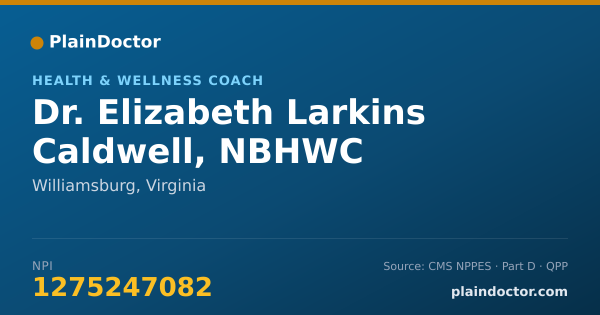 Shareable card for Elizabeth Larkins Caldwell, NBHWC - Health & Wellness Coach, Williamsburg, VA