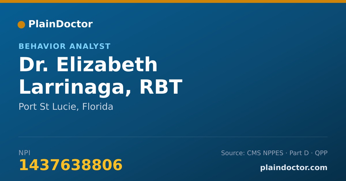 Shareable card for Elizabeth Larrinaga, RBT - Behavior Analyst, Port St Lucie, FL