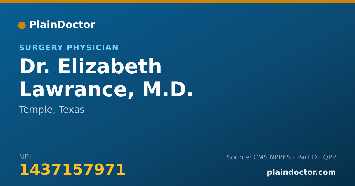 Shareable card for Elizabeth Lawrance, M.D. - Surgery Physician, Temple, TX