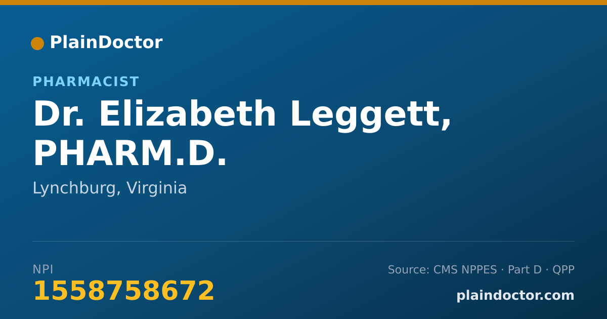 Shareable card for Elizabeth Leggett, PHARM.D. - Pharmacist, Lynchburg, VA