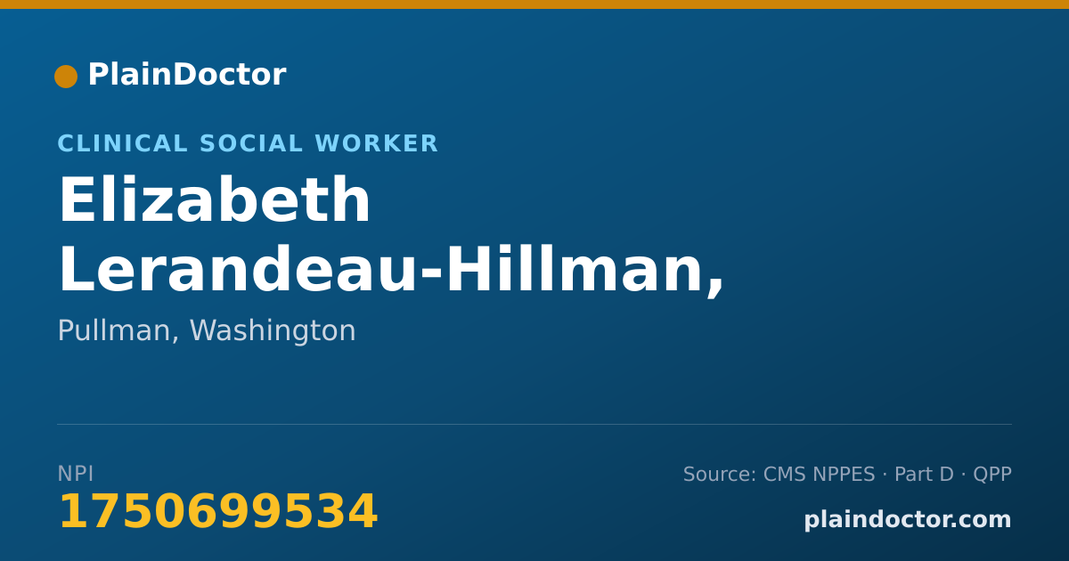 Shareable card for Elizabeth Lerandeau-Hillman, REGISTER COUNSELOR - Clinical Social Worker, Pullman, WA