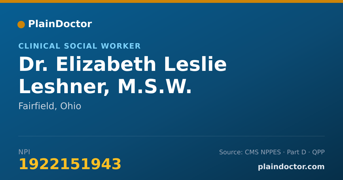 Shareable card for Elizabeth Leslie Leshner, M.S.W. - Clinical Social Worker, Fairfield, OH