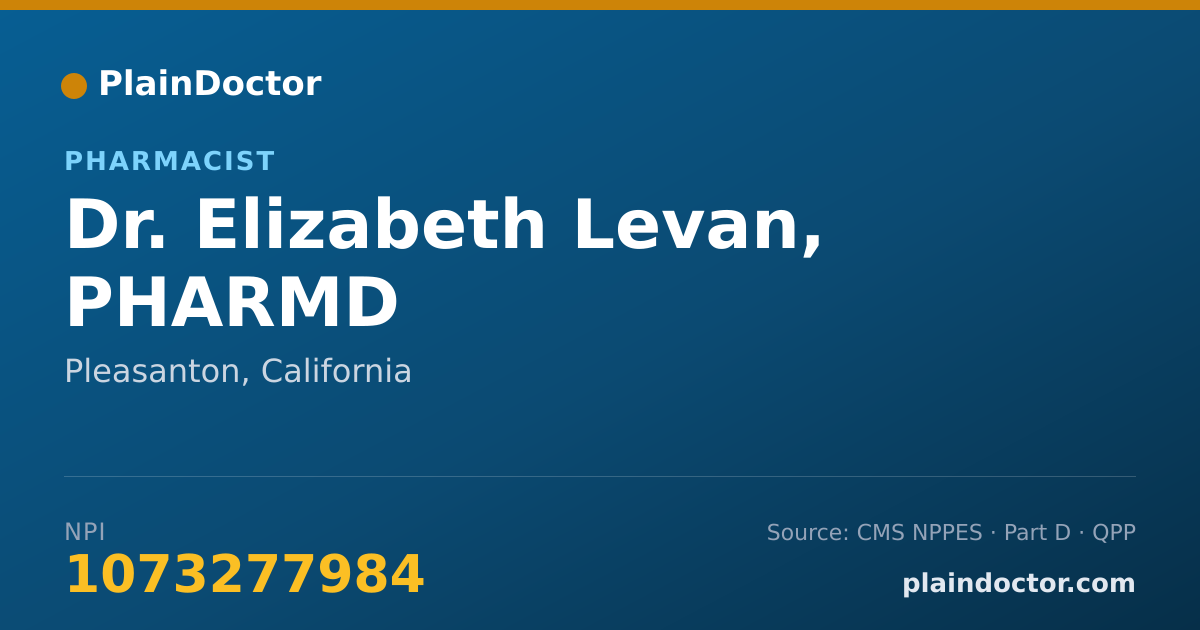 Shareable card for Elizabeth Levan, PHARMD - Pharmacist, Pleasanton, CA