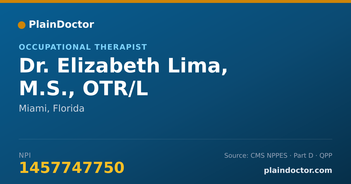 Shareable card for Elizabeth Lima, M.S., OTR/L - Occupational Therapist, Miami, FL