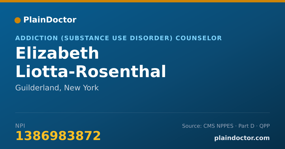 Shareable card for Elizabeth Liotta-Rosenthal - Addiction (Substance Use Disorder) Counselor, Guilderland, NY