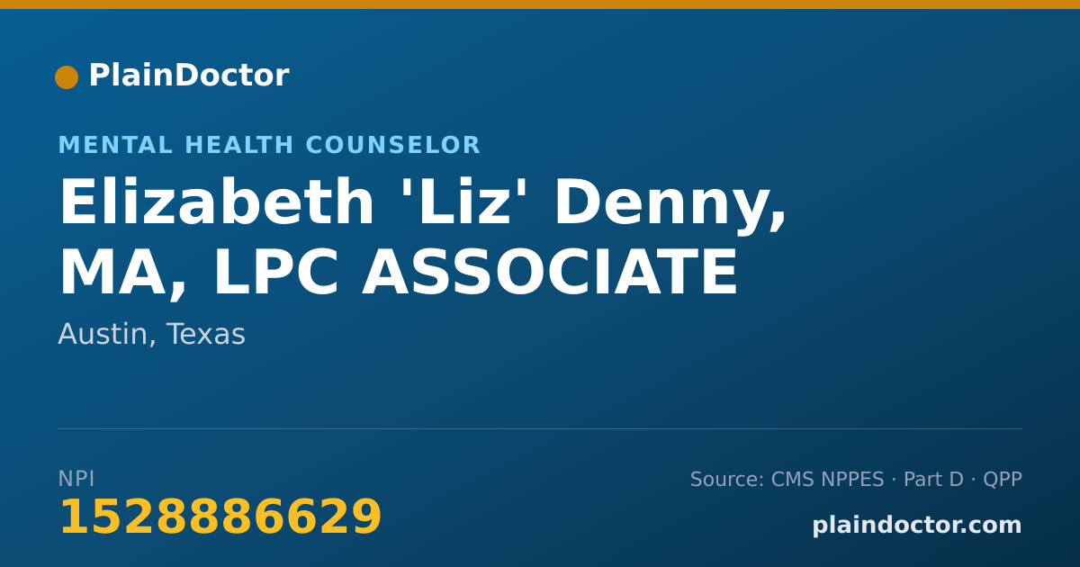 Shareable card for Elizabeth 'Liz' Denny, MA, LPC ASSOCIATE - Mental Health Counselor, Austin, TX