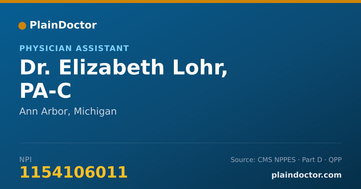Shareable card for Elizabeth Lohr, PA-C - Physician Assistant, Ann Arbor, MI