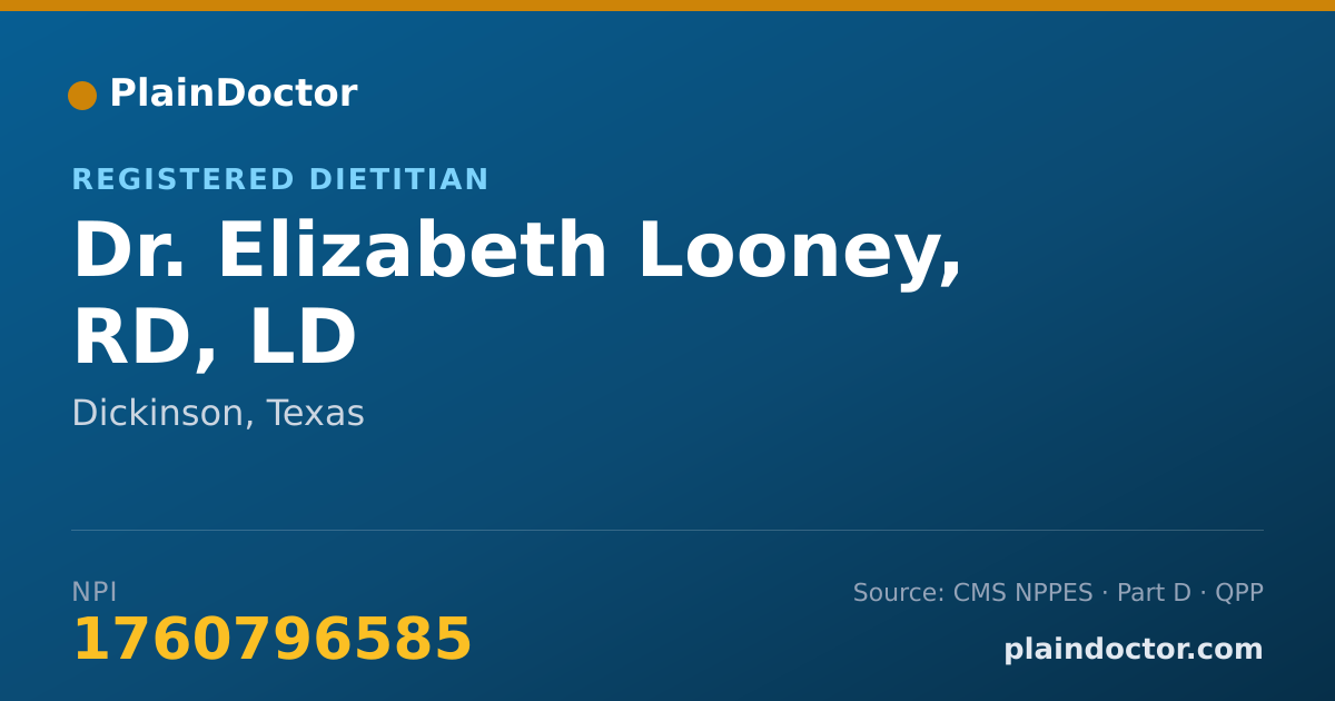 Shareable card for Elizabeth Looney, RD, LD - Registered Dietitian, Dickinson, TX