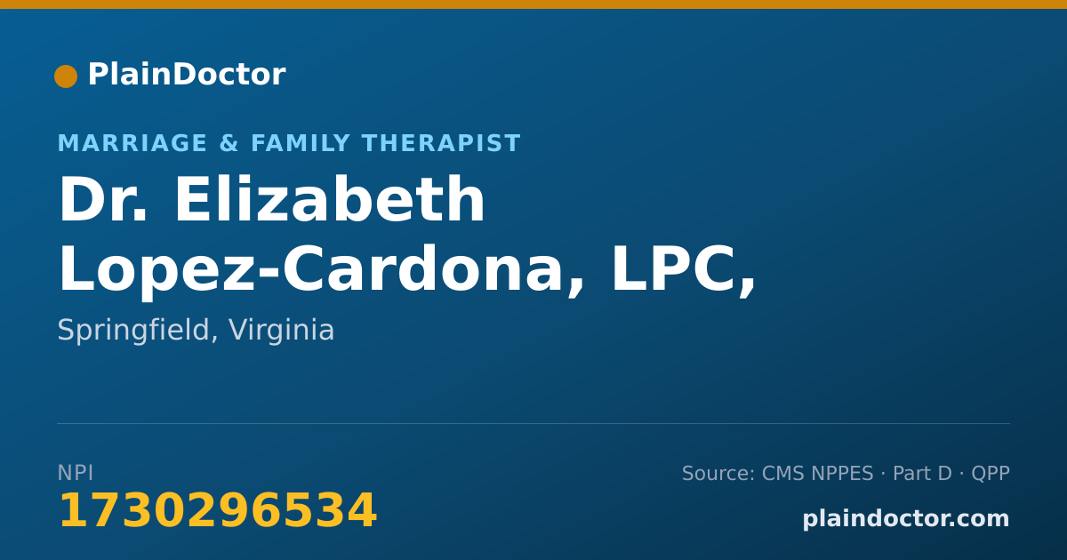 Shareable card for Elizabeth Lopez-Cardona, LPC, LMFT - Marriage & Family Therapist, Springfield, VA