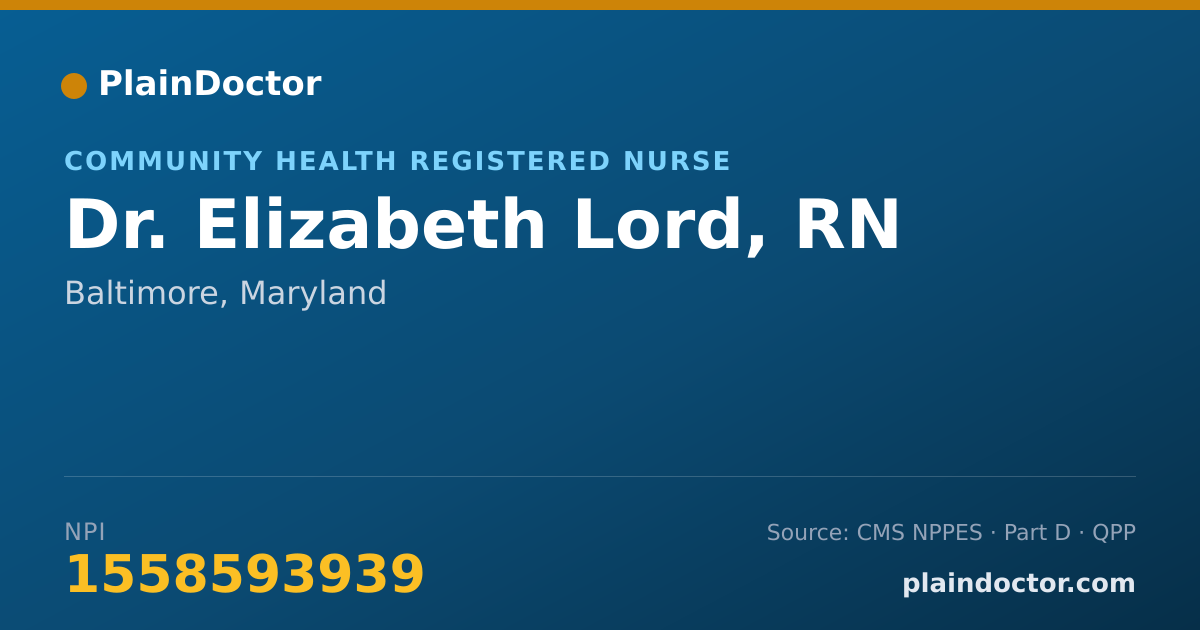 Shareable card for Elizabeth Lord, RN - Community Health Registered Nurse, Baltimore, MD