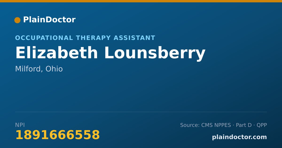 Shareable card for Elizabeth Lounsberry - Occupational Therapy Assistant, Milford, OH