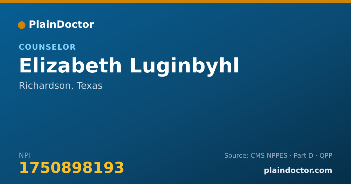 Shareable card for Elizabeth Luginbyhl - Counselor, Richardson, TX