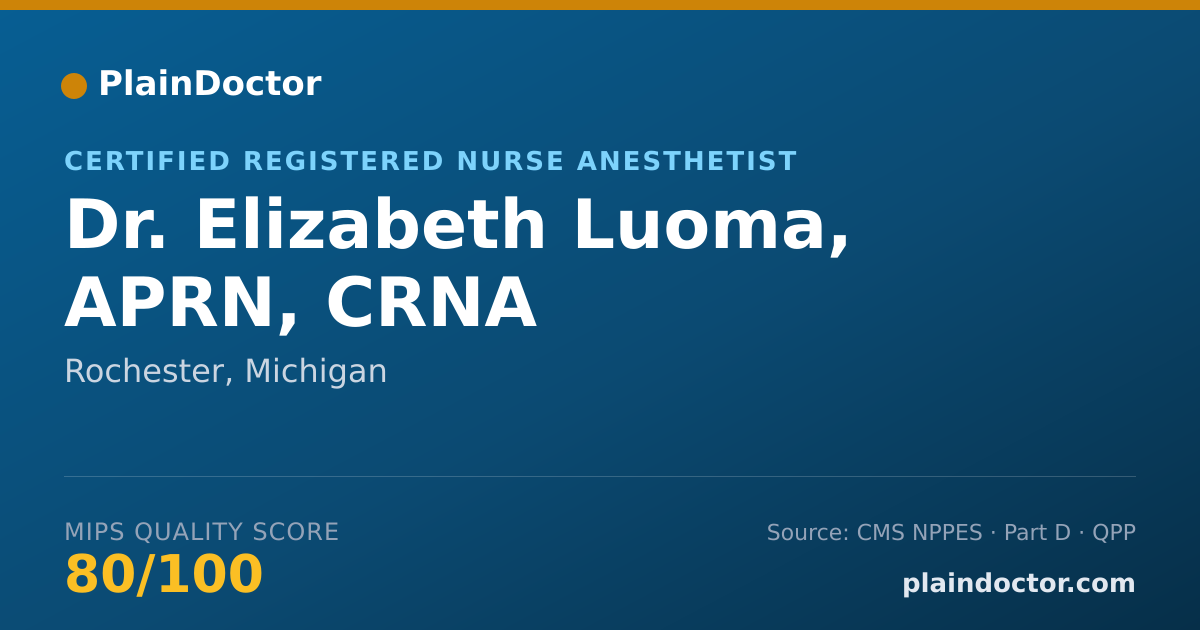Shareable card for Elizabeth Luoma, APRN, CRNA - Certified Registered Nurse Anesthetist, Rochester, MI