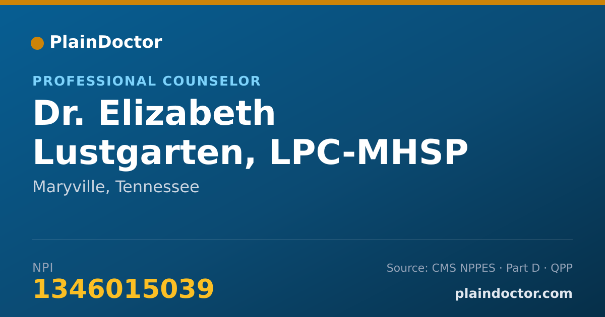 Shareable card for Elizabeth Lustgarten, LPC-MHSP - Professional Counselor, Maryville, TN