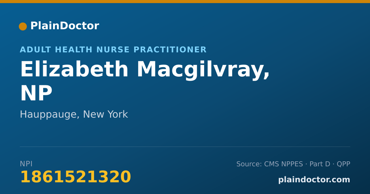 Shareable card for Elizabeth Macgilvray, NP - Adult Health Nurse Practitioner, Hauppauge, NY