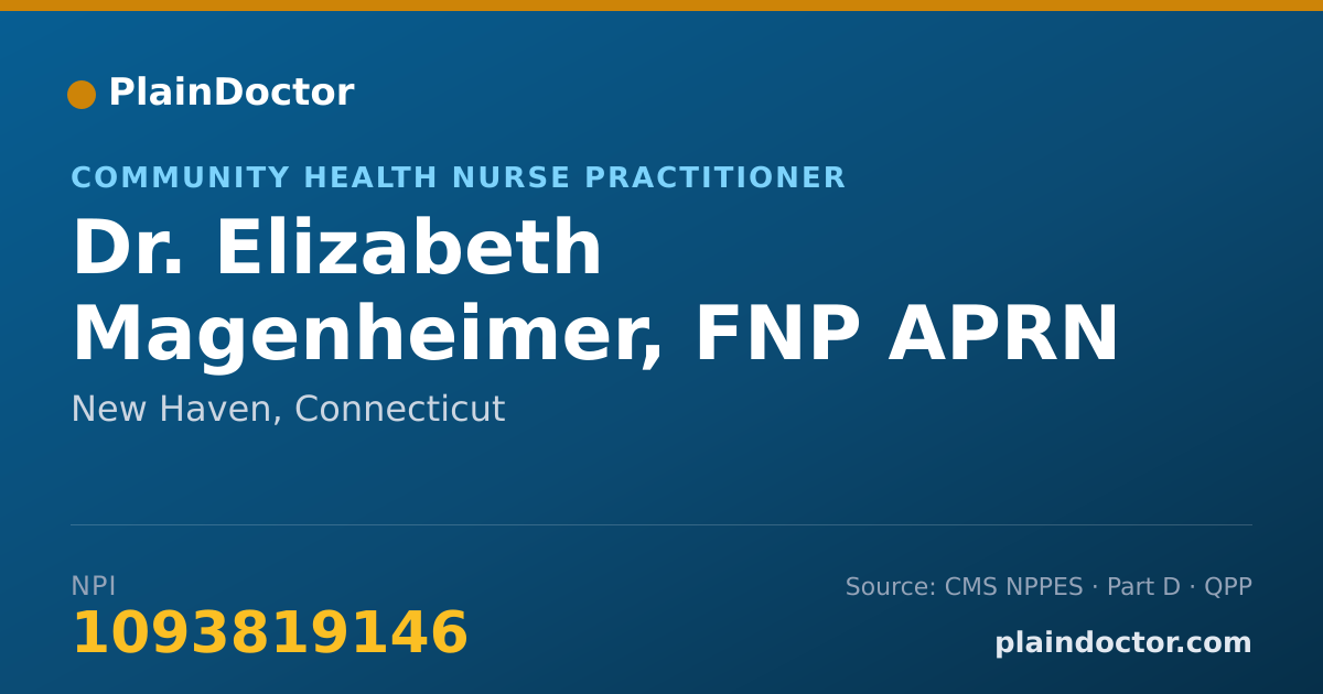 Shareable card for Elizabeth Magenheimer, FNP APRN - Community Health Nurse Practitioner, New Haven, CT