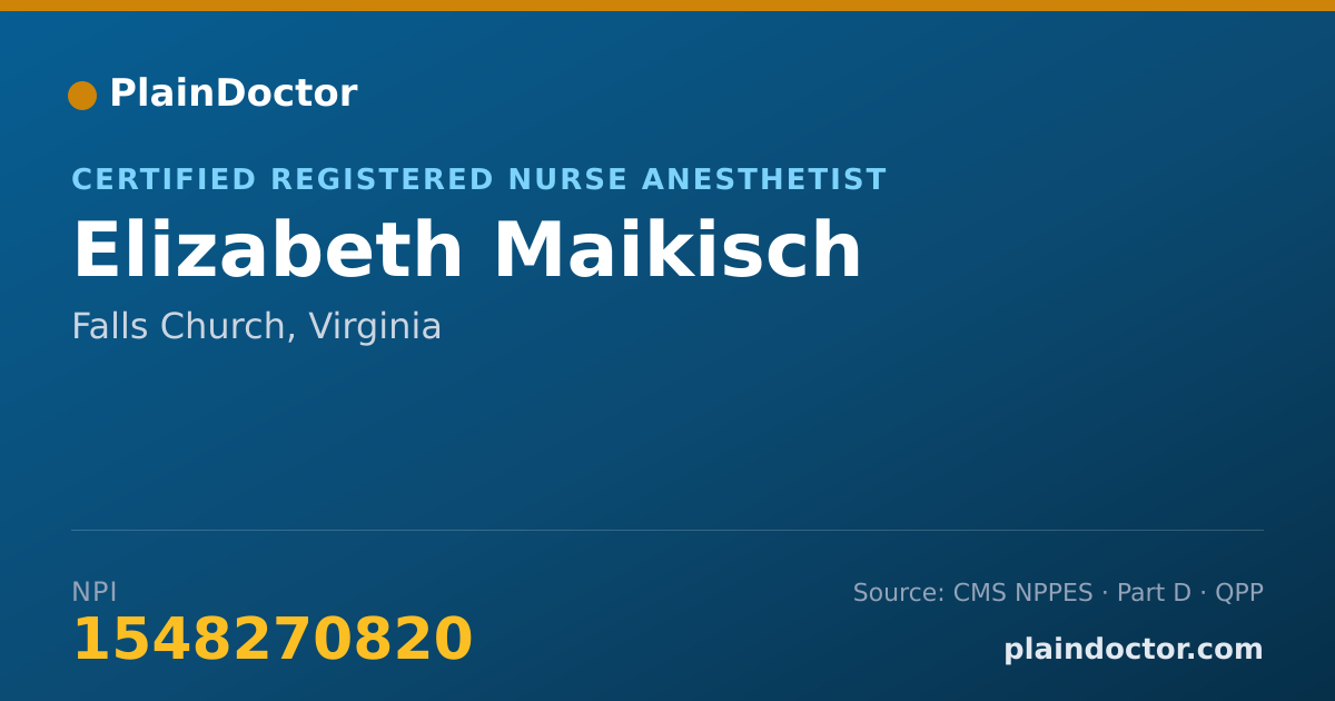 Shareable card for Elizabeth Maikisch - Certified Registered Nurse Anesthetist, Falls Church, VA
