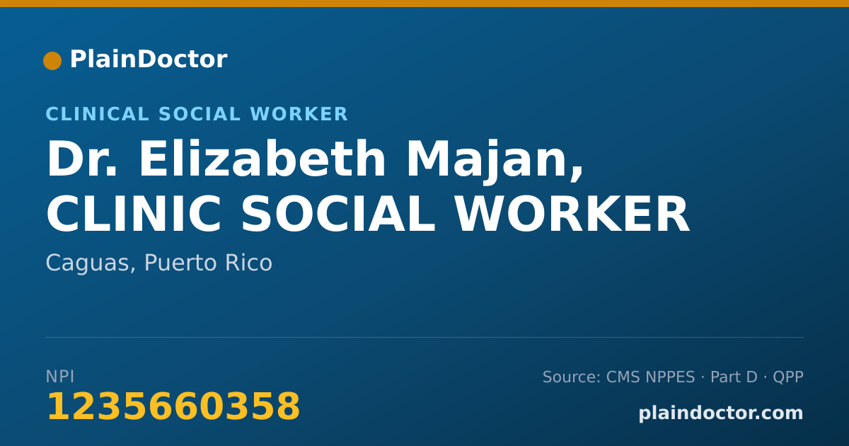 Shareable card for Elizabeth Majan, CLINIC SOCIAL WORKER - Clinical Social Worker, Caguas, PR