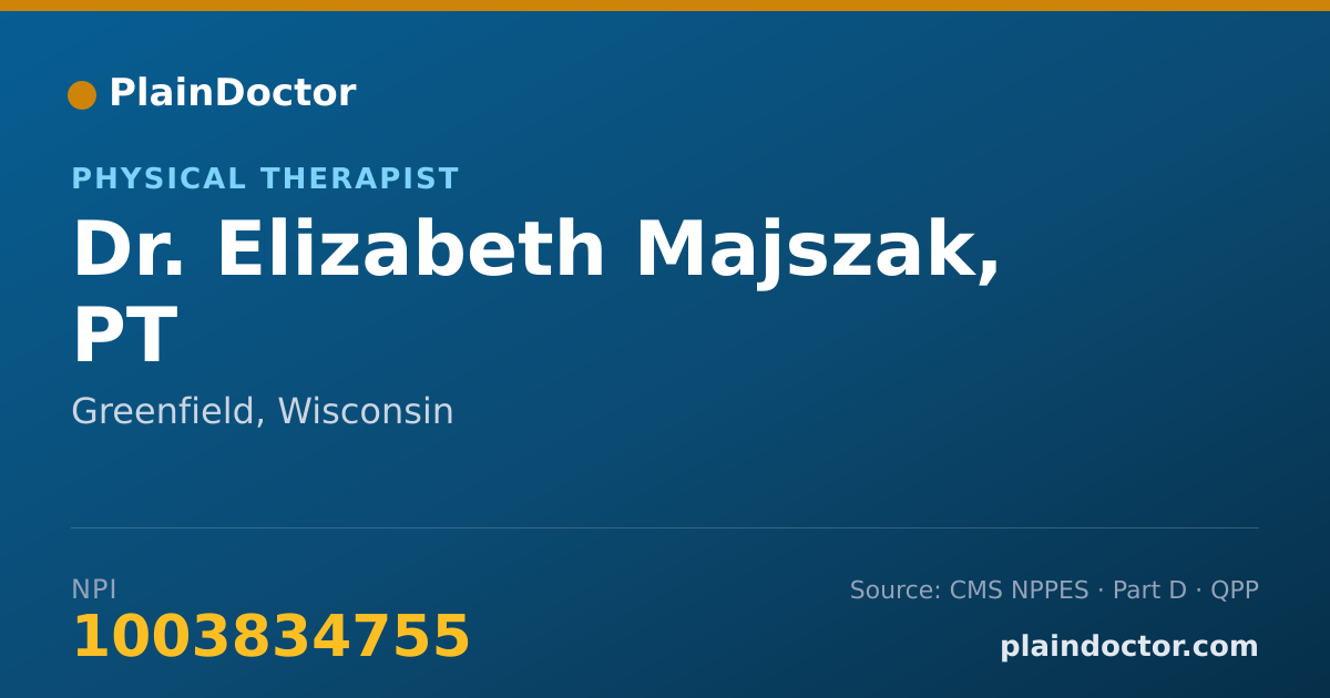Shareable card for Elizabeth Majszak, PT - Physical Therapist, Greenfield, WI