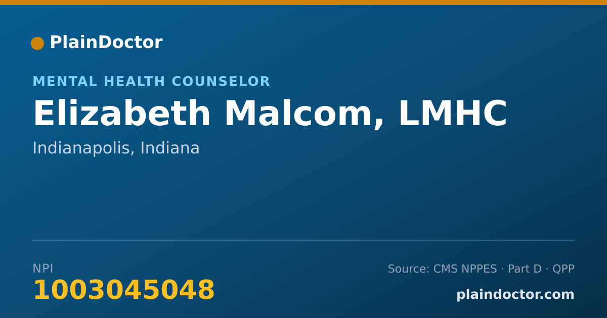 Shareable card for Elizabeth Malcom, LMHC - Mental Health Counselor, Indianapolis, IN
