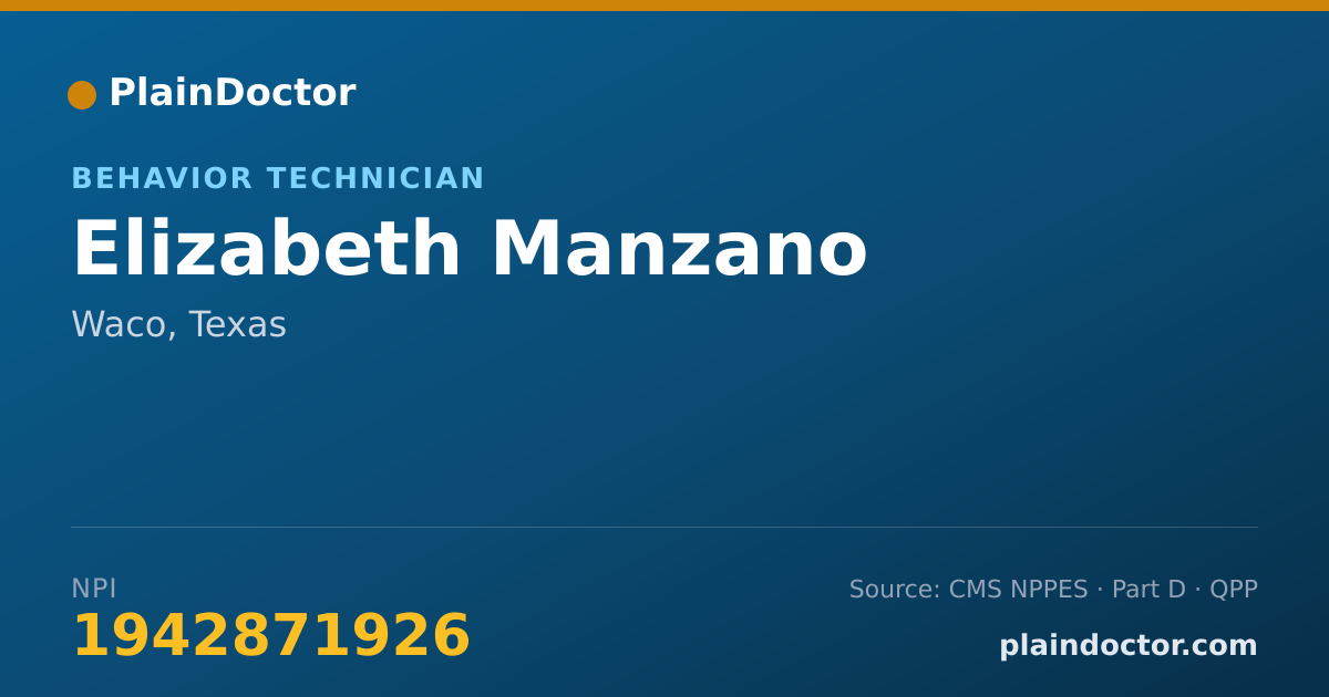Shareable card for Elizabeth Manzano - Behavior Technician, Waco, TX