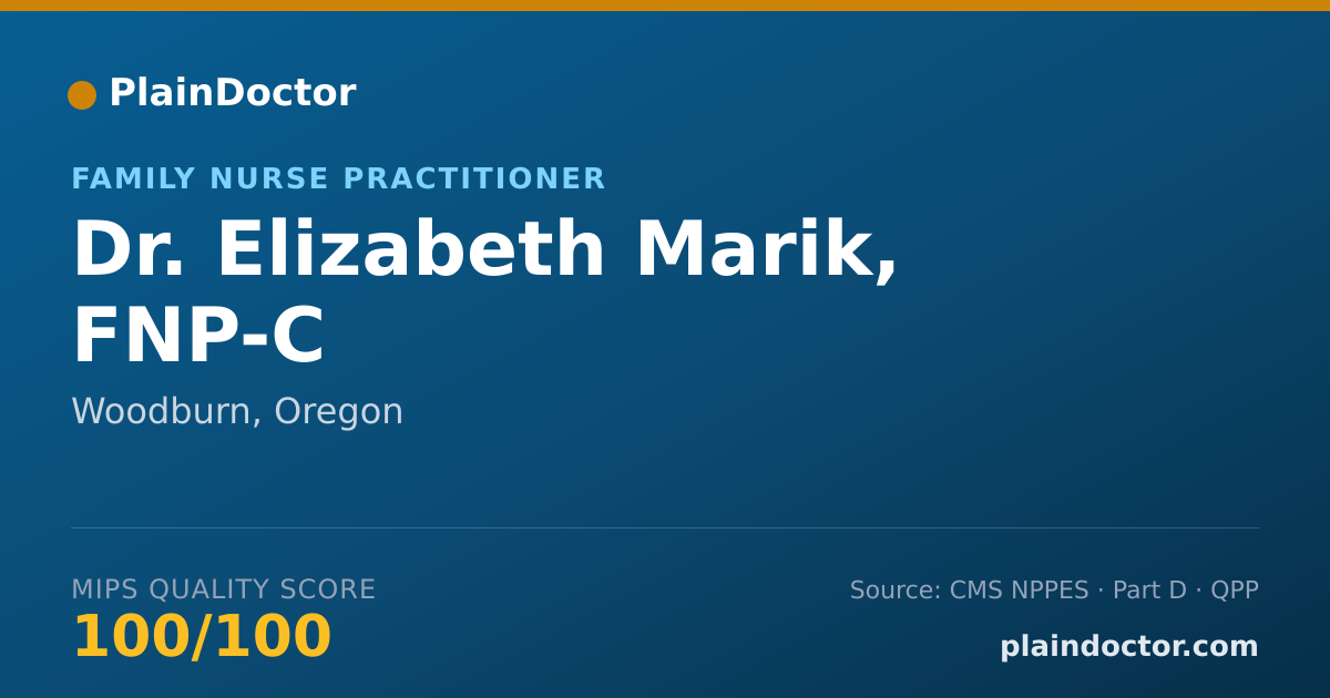 Shareable card for Elizabeth Marik, FNP-C - Family Nurse Practitioner, Woodburn, OR