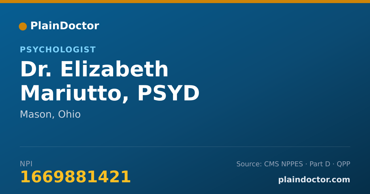Shareable card for Elizabeth Mariutto, PSYD - Psychologist, Mason, OH