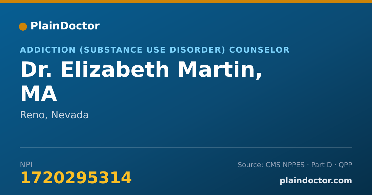 Shareable card for Elizabeth Martin, MA - Addiction (Substance Use Disorder) Counselor, Reno, NV