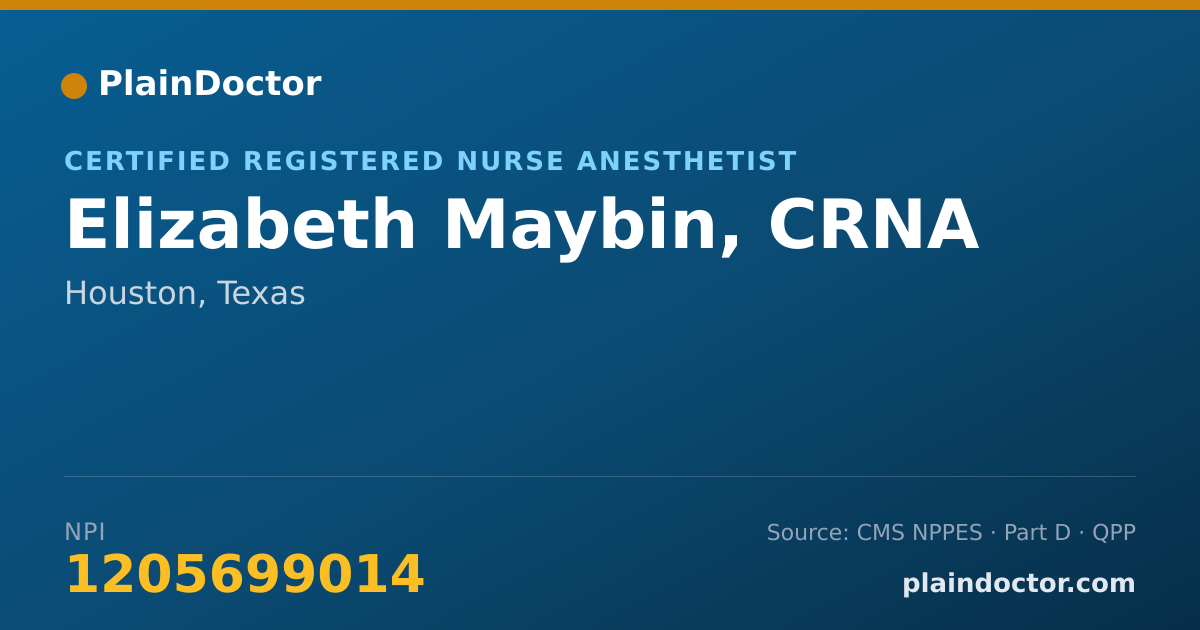 Shareable card for Elizabeth Maybin, CRNA - Certified Registered Nurse Anesthetist, Houston, TX