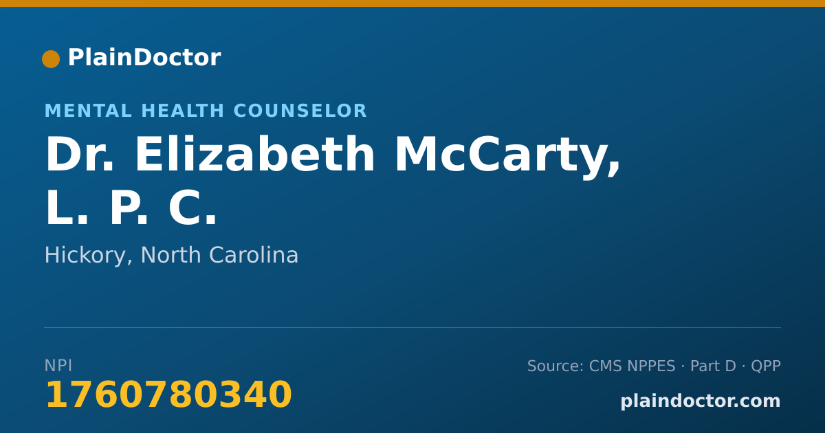 Shareable card for Elizabeth McCarty, L. P. C. - Mental Health Counselor, Hickory, NC