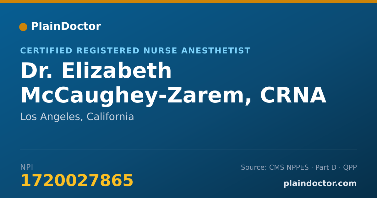 Shareable card for Elizabeth McCaughey-Zarem, CRNA - Certified Registered Nurse Anesthetist, Los Angeles, CA