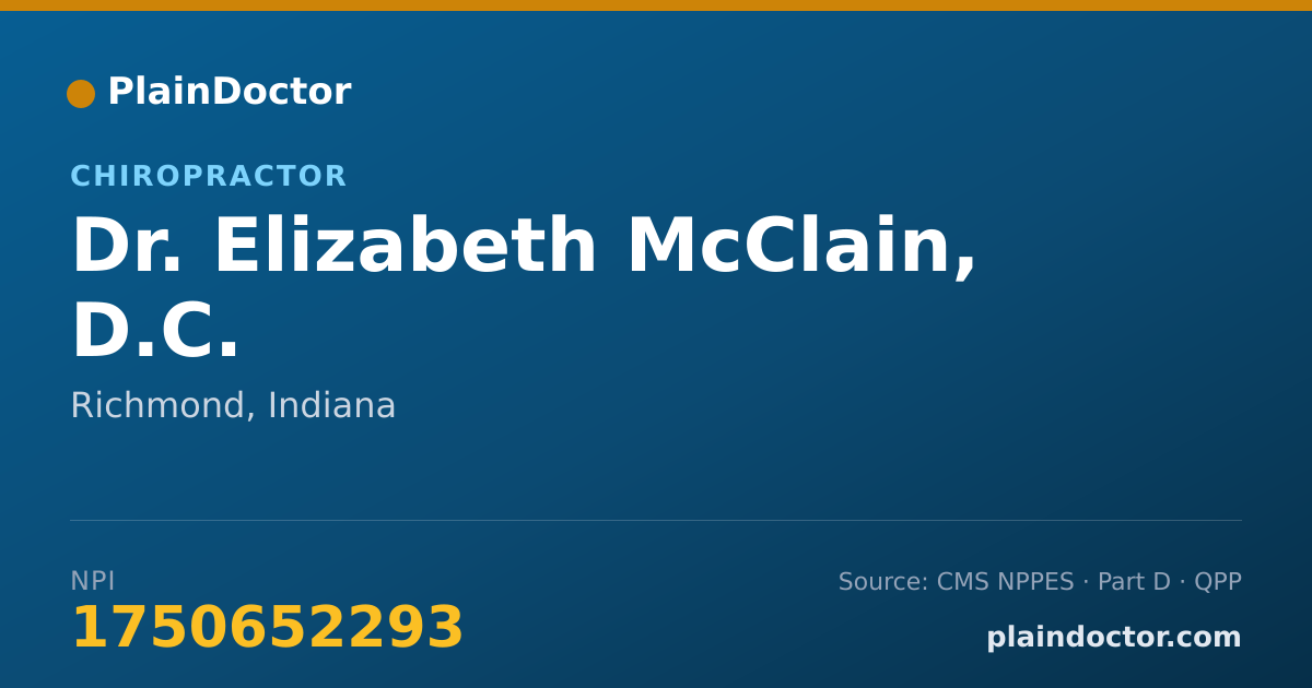 Shareable card for Elizabeth McClain, D.C. - Chiropractor, Richmond, IN